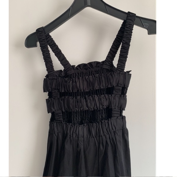 Topshop Shirred/Smocked Cotton Poplin Midi black Dress XS (size US 0-2) - Picture 7 of 10